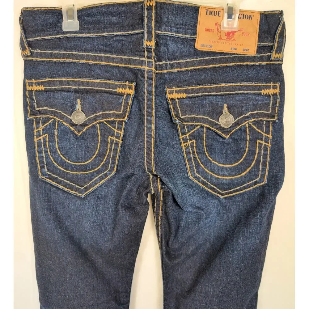 True Religion Geno relaxed flap dark blue jeans Size 32/34 Retro Streetwear Y2K
